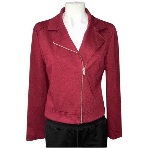 Jules & Leopold Jackets & Blazers - JULES & LEOPOLDO WOMENS SM PETITE BURGUNDY BLAZER JACKET W/ ANIMAL PRINT CAMI